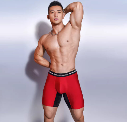 Mens Boxer Briefs Chafe-Resistant Crotch Summer Extended-Length Boxers Breathable Running Shorts