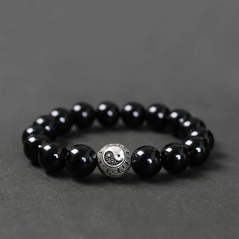 Black Agate Bracelet Transfer Beads For Men