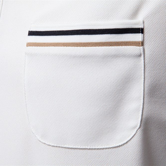 Short-sleeved Polo Shirt Striped Lapel Business Casual Top Men