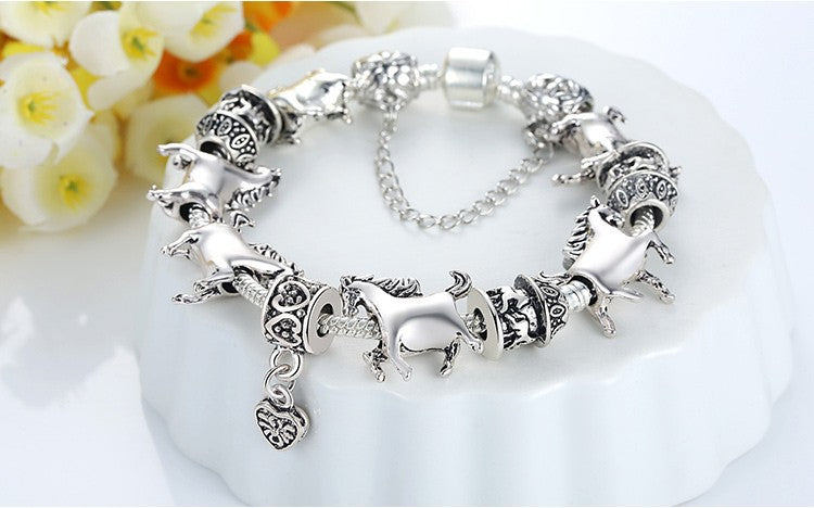 DIY Original Silver Bead Bracelet For Ladies