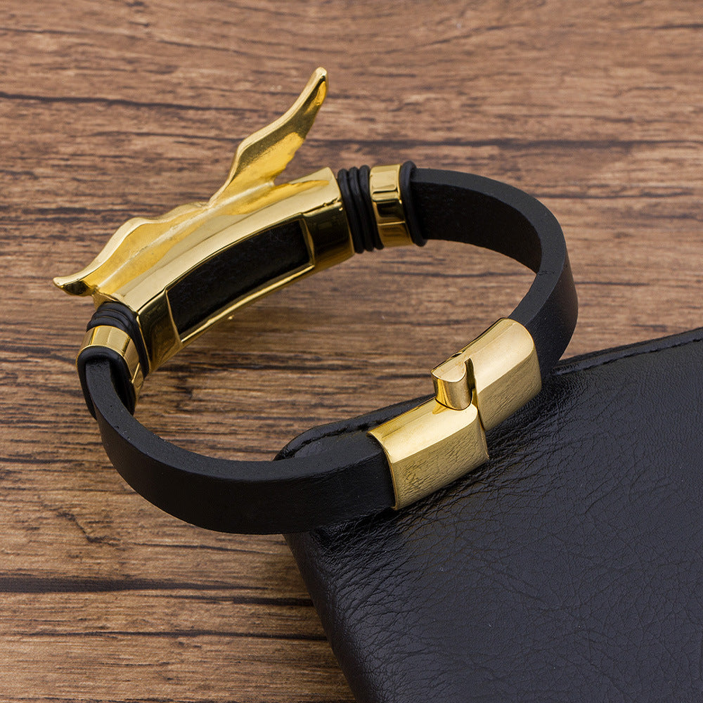 Retro Heavy-Duty Stainless Steel Leather Bracelet For Men