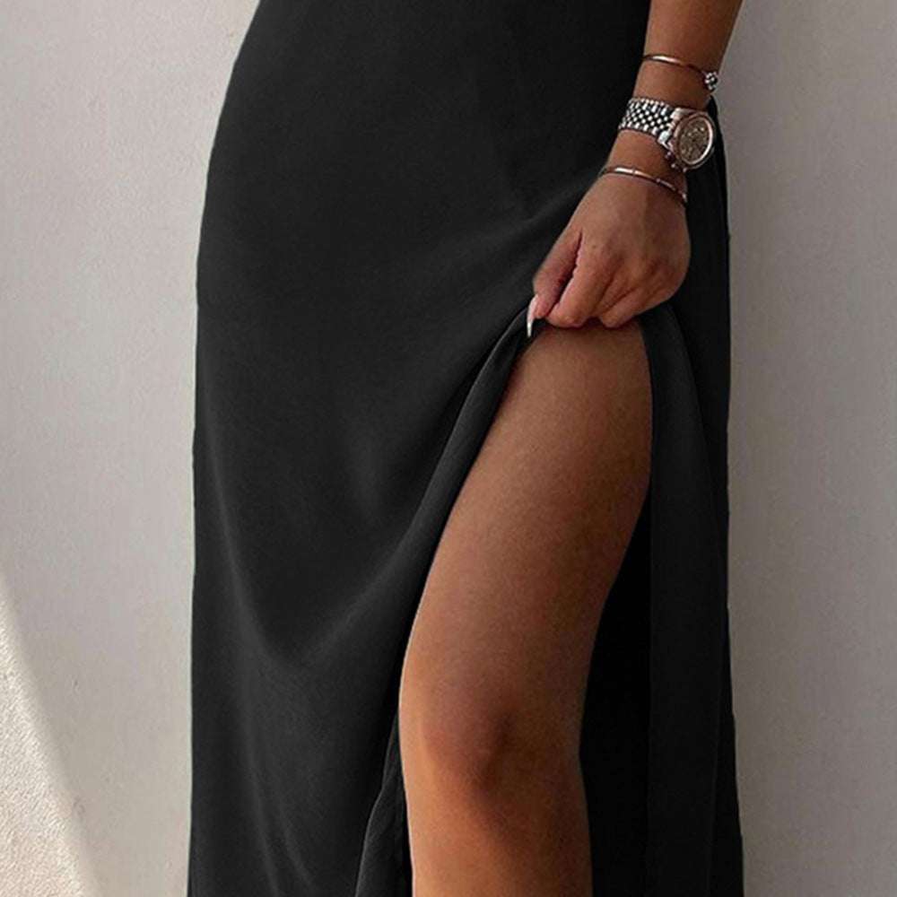 V-neck Slit Sling Dress Summer Fashion Sexy Slim Suspender Dresses For Women Clothing