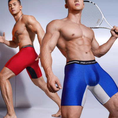 Mens Boxer Briefs Chafe-Resistant Crotch Summer Extended-Length Boxers Breathable Running Shorts
