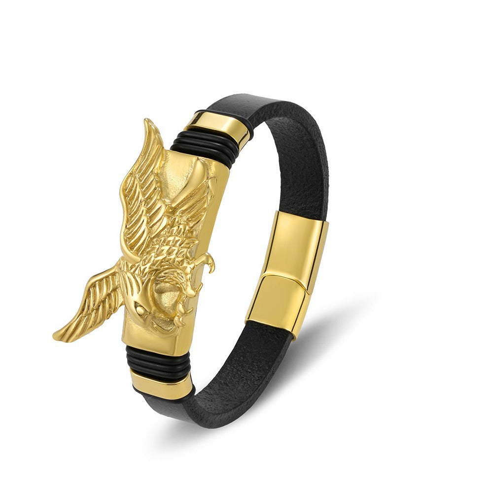 Retro Heavy-Duty Stainless Steel Leather Bracelet For Men