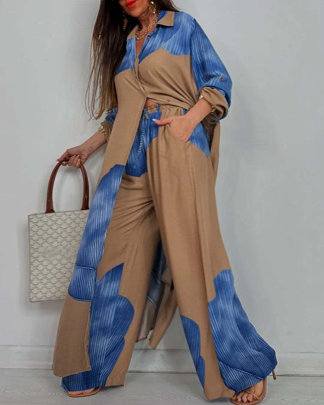 Women's Clothing Fashion Colorblock Loose Shirt