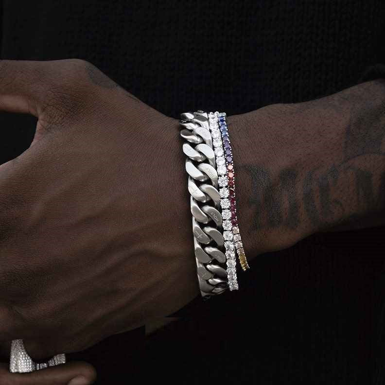 Original Double-sided Casual Wear Brushed Cuban Bracelet For Men