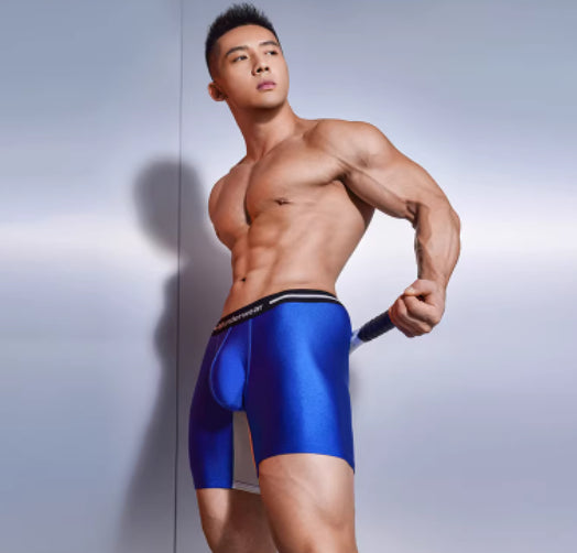 Mens Boxer Briefs Chafe-Resistant Crotch Summer Extended-Length Boxers Breathable Running Shorts
