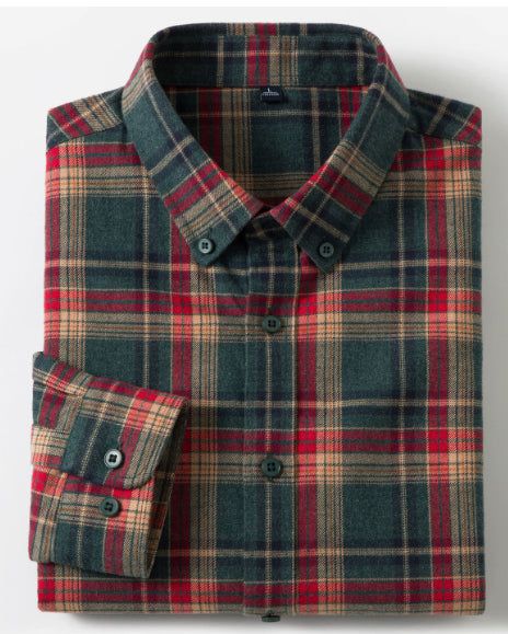 Retro Plaid Long Sleeve Casual Men's Clothing Shirt