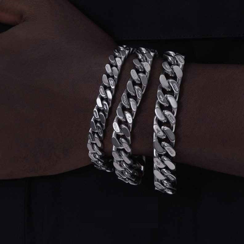 Original Double-sided Casual Wear Brushed Cuban Bracelet For Men