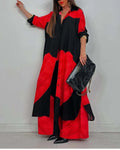 Women's Clothing Fashion Colorblock Loose Shirt