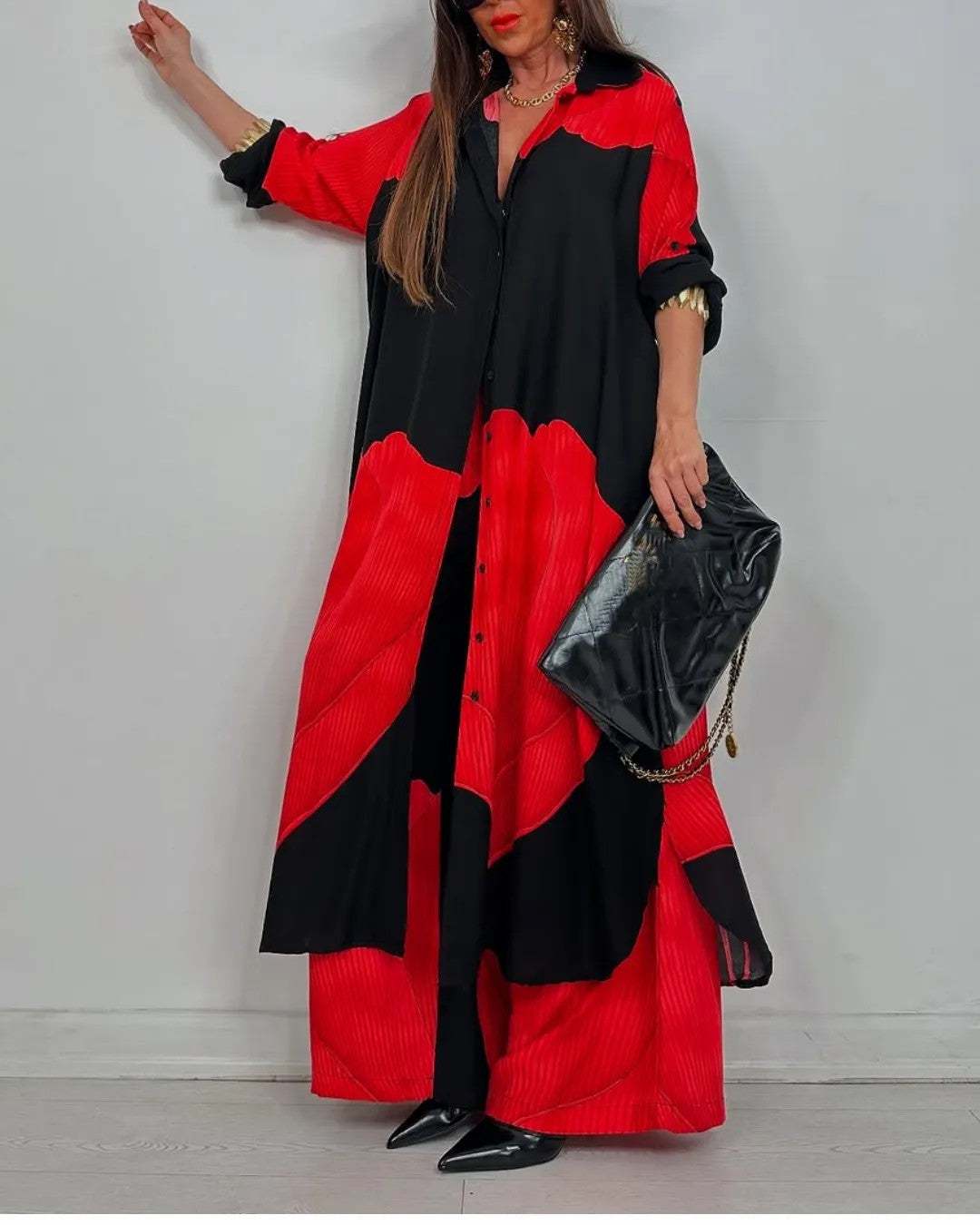 Women's Clothing Fashion Colorblock Loose Shirt