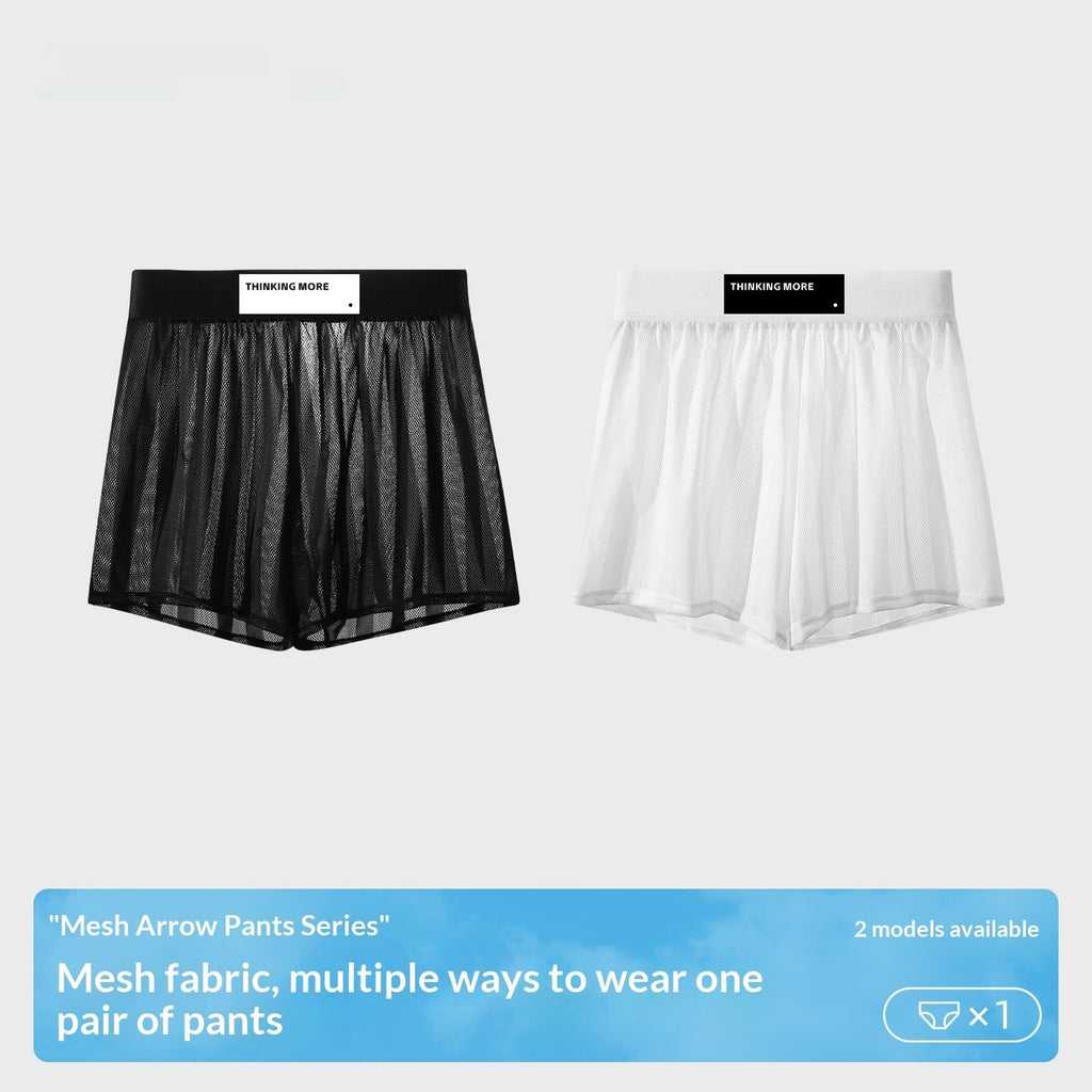 Men's Ice Silk Loose Boxer Briefs With Mesh Panels Breathable Boxer Shorts