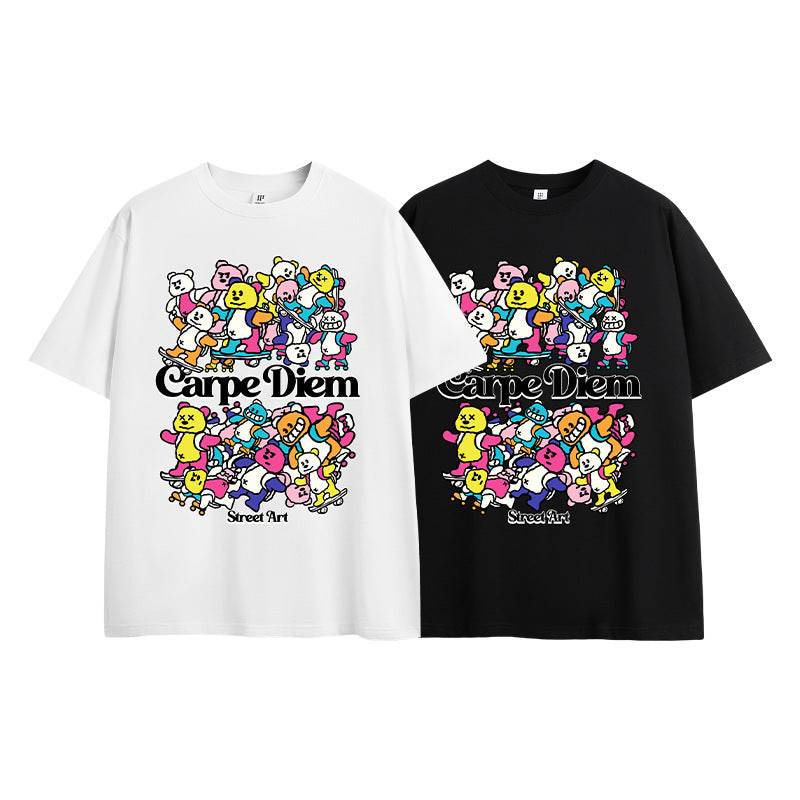 INF Men's Clothing Skateboard Bear Street Printing T-shirt