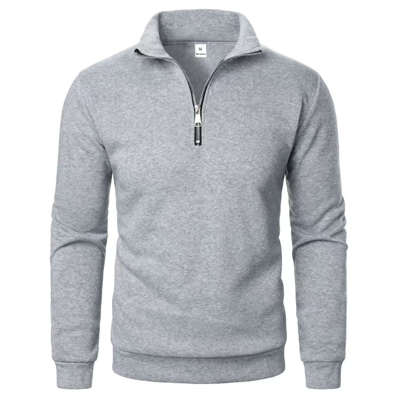 Men's Stand Collar Half Zip Casual Solid Color Long Sleeve
