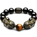 Natural Mexican gold Obsidian Double Double Hook bracelet for men