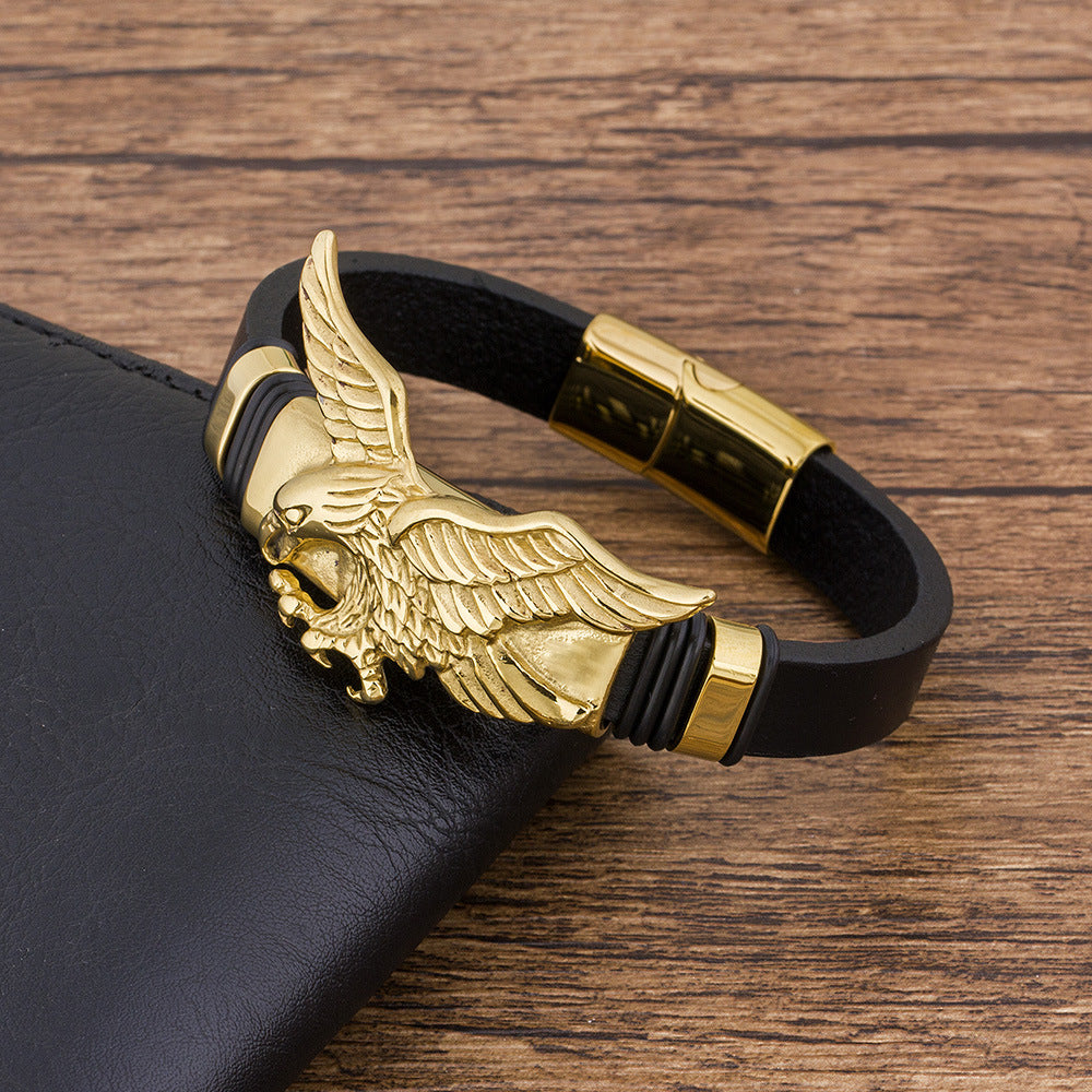 Retro Heavy-Duty Stainless Steel Leather Bracelet For Men