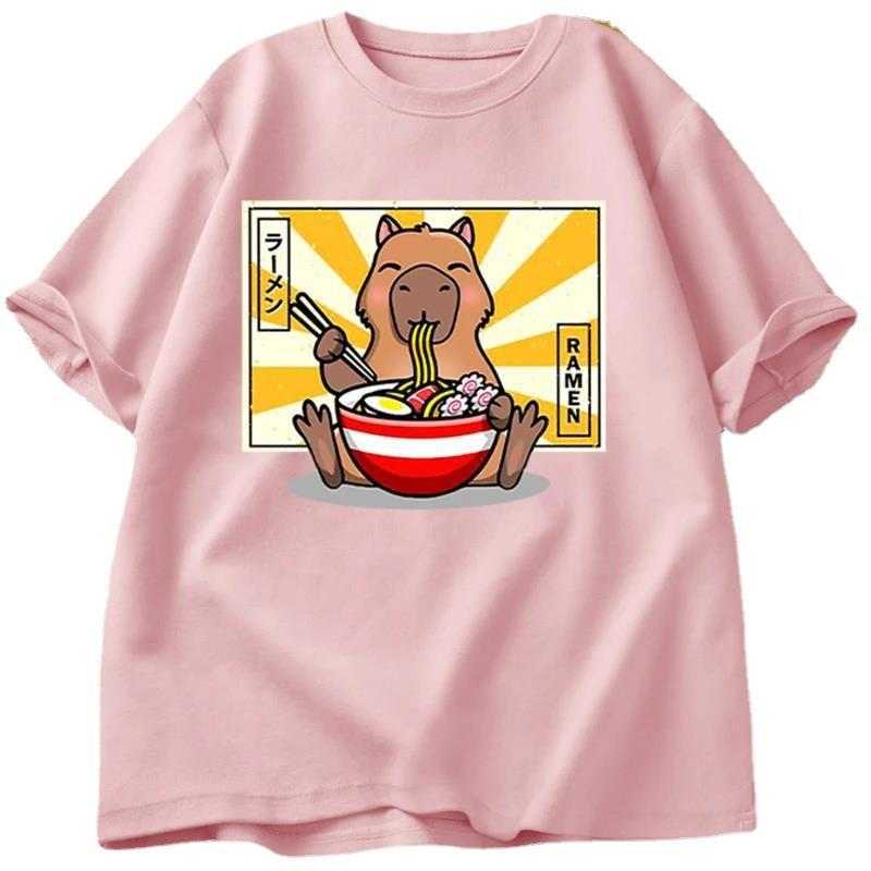 Capybara Cotton T-shirt Men's Clothing Oversized