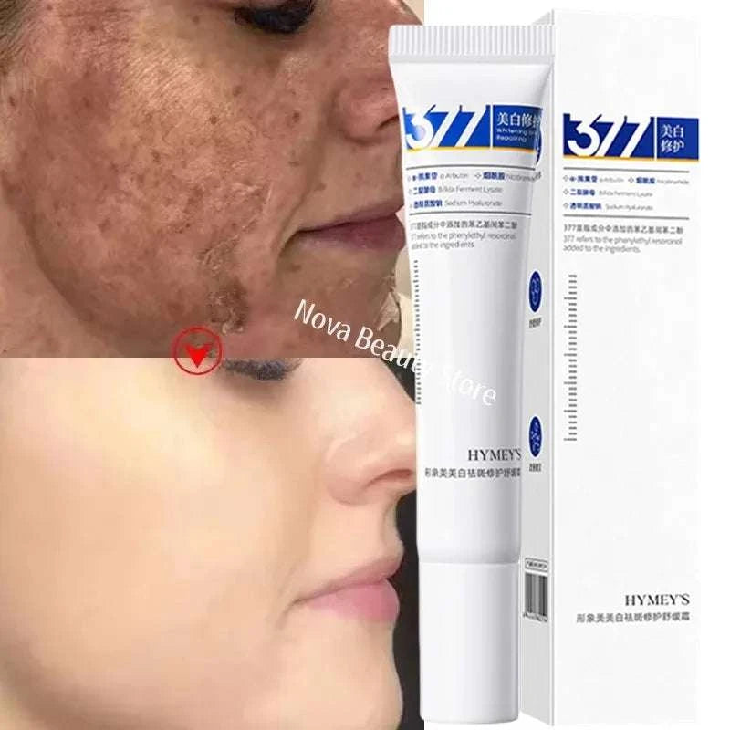 Radiant Glow Skin Cream jar with brightening and dark spot fading benefits and customer review image