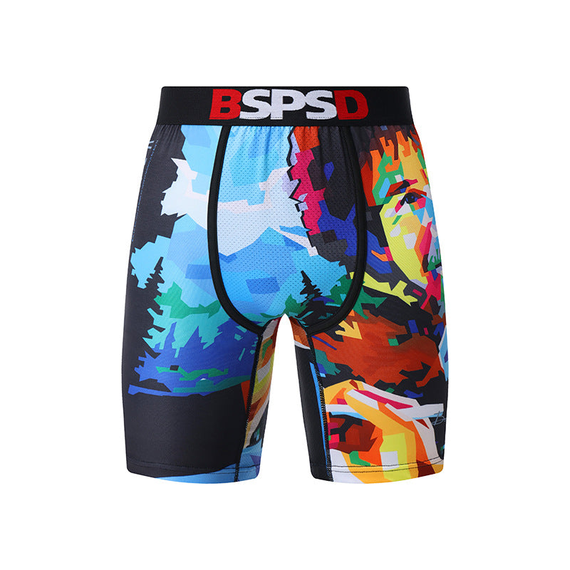 Digital Print Men's Boxer Briefs Casual Personality Shorts