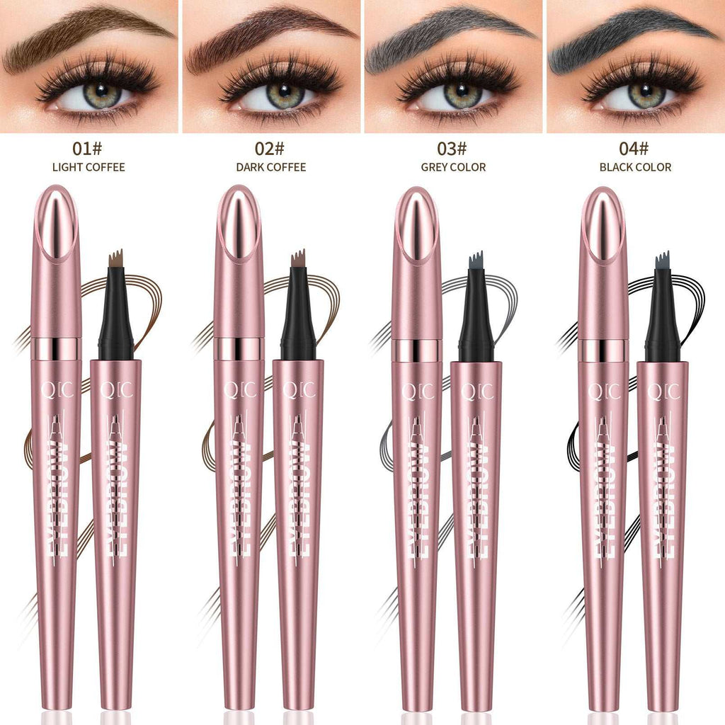 Waterproof and smooth four-fork liquid eyebrow pencil in multiple colors