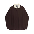 Mens Retro Color-Block Lapel Hoodie  Versatile Long-Sleeve Top