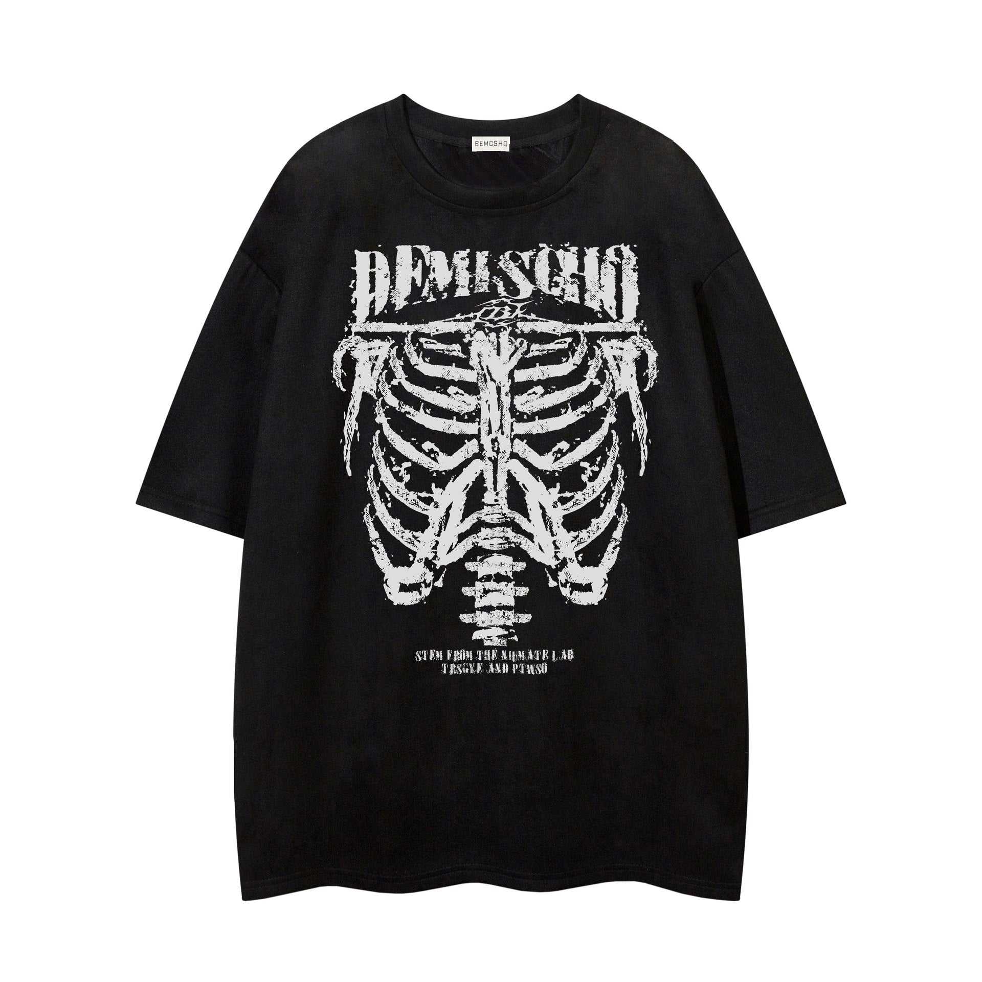 Dark Skull Skeleton Printed Suede T-shirt For Men