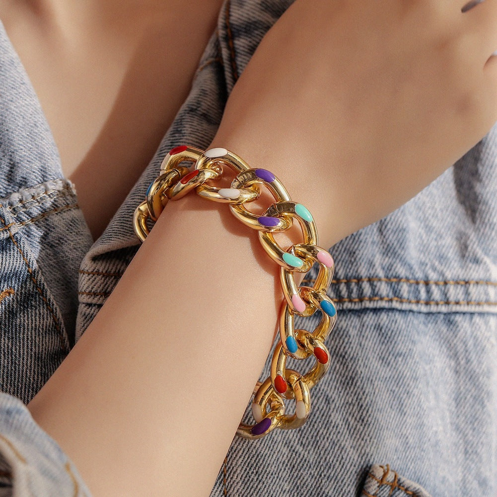 Rainbow Bracelet Aluminum Chain Ladies Bracelet