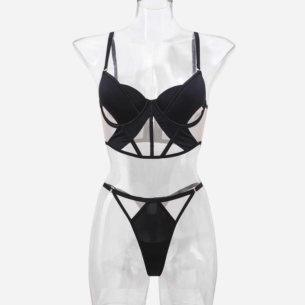 Glossy Mesh Hollow French Underwear Women