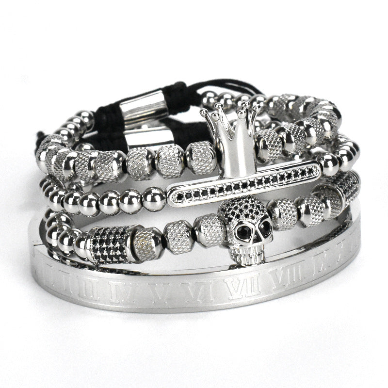 Stainless Steel Skull Bracelet Set Four Pieces For Men