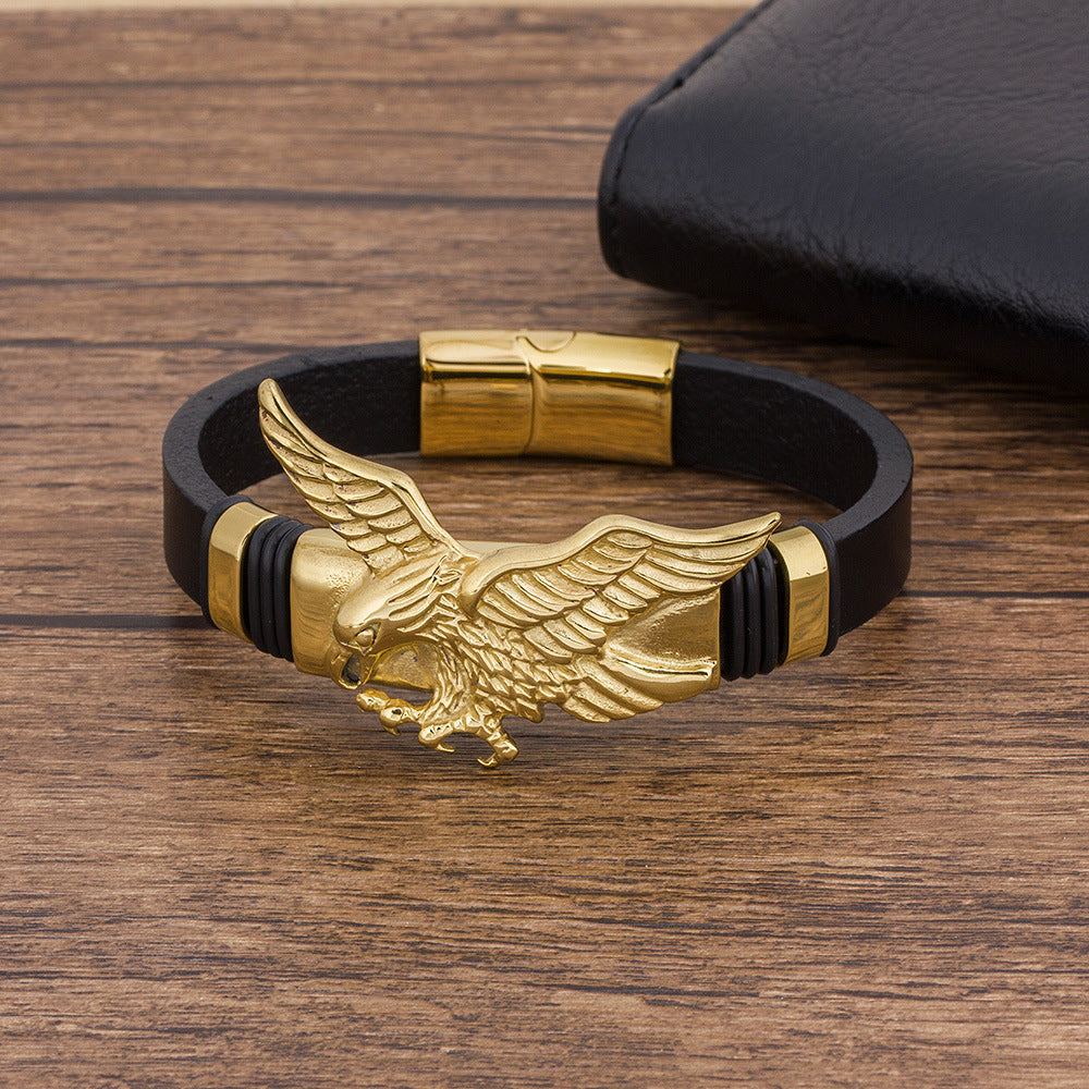 Retro Heavy-Duty Stainless Steel Leather Bracelet For Men