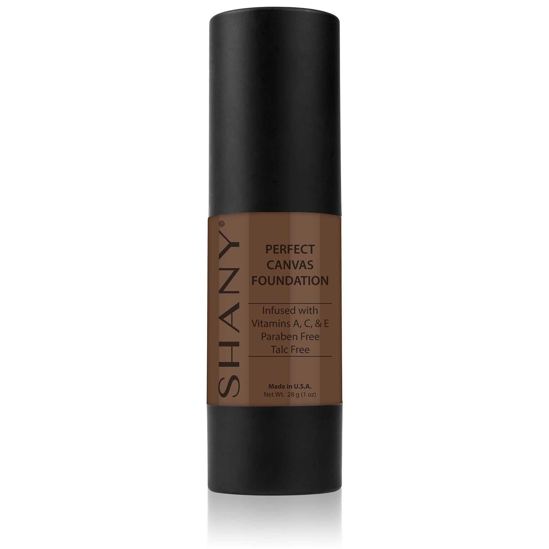 SHANY Perfect Liquid Foundation bottle with brush applicator and smooth dewy finish on skin